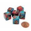 Dice-Gemini 15mm 6-Sided D6 Numbered Dice, 6 Pieces - Red-Teal with Gold Numbers - Your Source for Gaming Essentials