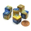 Dice-Gemini 15mm 6-Sided D6 Numbered Chessex Dice, 6 Pieces - Blue-Gold with White - Your Source for Gaming Essentials