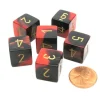 Dice-Gemini 15mm 6-Sided D6 Numbered Chessex Dice, 6 Pieces - Black-Red with Gold - Your Source for Gaming Essentials