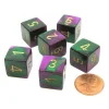 Dice-Gemini 15mm 6-Sided D6 Numbered Chessex Dice, 6 Pieces - Green-Purple with Gold - Your Source for Gaming Essentials