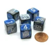 Dice-Gemini 15mm 6-Sided D6 Numbered Chessex Dice, 6 Pieces - Blue-Steel with White - Your Source for Gaming Essentials
