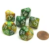 Dice>Gemini 16mm Tens D10 (00-90) Dice, 6 Pieces - Gold-Green with White Numbers - Your Source for Gaming Essentials