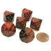 Dice>Gemini 16mm Tens D10 (00-90) Dice, 6 Pieces - Black-Red with Gold Numbers - Your Source for Gaming Essentials