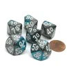 Dice>Gemini 16mm Tens D10 (00-90) Dice, 6 Pieces - Steel-Teal with White Numbers - Your Source for Gaming Essentials