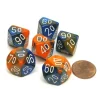 Dice>Gemini 16mm Tens D10 (00-90) Dice, 6 Pieces - Blue-Orange with White Numbers - Your Source for Gaming Essentials