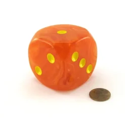 Dice>Ghostly Glow 50mm Huge Large D6 Chessex Dice, 1 Piece - Orange with Yellow Pips - Your Source for Gaming Essentials
