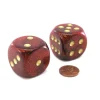 Dice>Glitter 30mm Large D6 Chessex Dice, 2 Pieces - Ruby with Gold Pips - Your Source for Gaming Essentials
