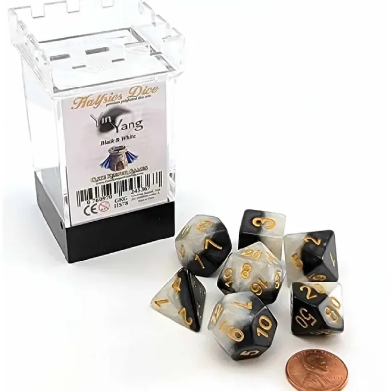 Dice>Halfsies Dice 7 Piece Polyhedral DnD Dice Set - Yin Yang - Your Source for Gaming Essentials