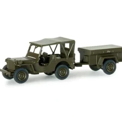 Herpa 741989 HO Roco U.S. Army Willy's Jeep + Anh Trailer MiniTanks - Your Source for Gaming Essentials Trains