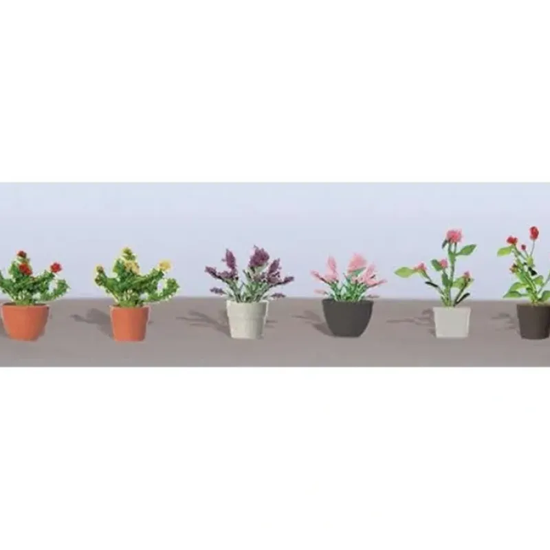 JTT Scenery Products 95565 HO 5/8" Assorted Potted Flower Plants #1 (Pack of 6) - Your Source for Gaming Essentials Trains