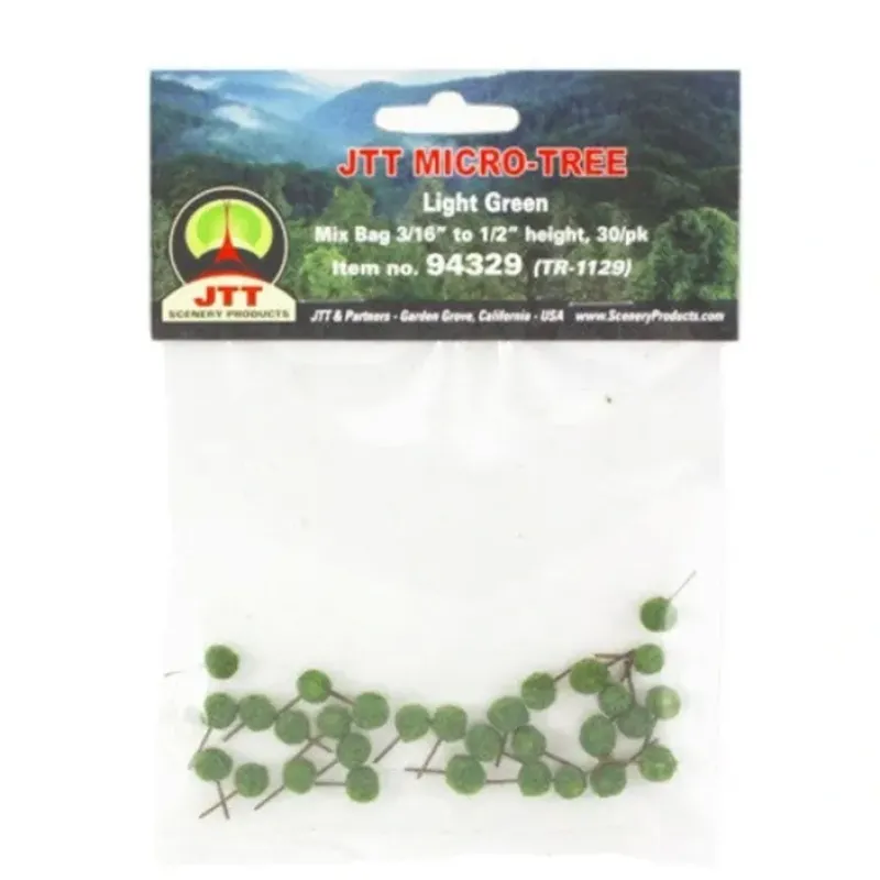 Outlet JTT Scenery Products 94329 Z 3/16"-1/2" Light Green Trees (Pack of 30) - Your Source for Gaming Essentials Trains