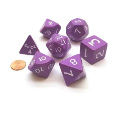 Dice>Jumbo Polyhedral 7-Die Dice Set 23mm-29mm-Purple with White Numbers - Your Source for Gaming Essentials