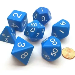 Dice>Jumbo Polyhedral 7-Die Dice Set 23mm-29mm - Blue with White Numbers - Your Source for Gaming Essentials