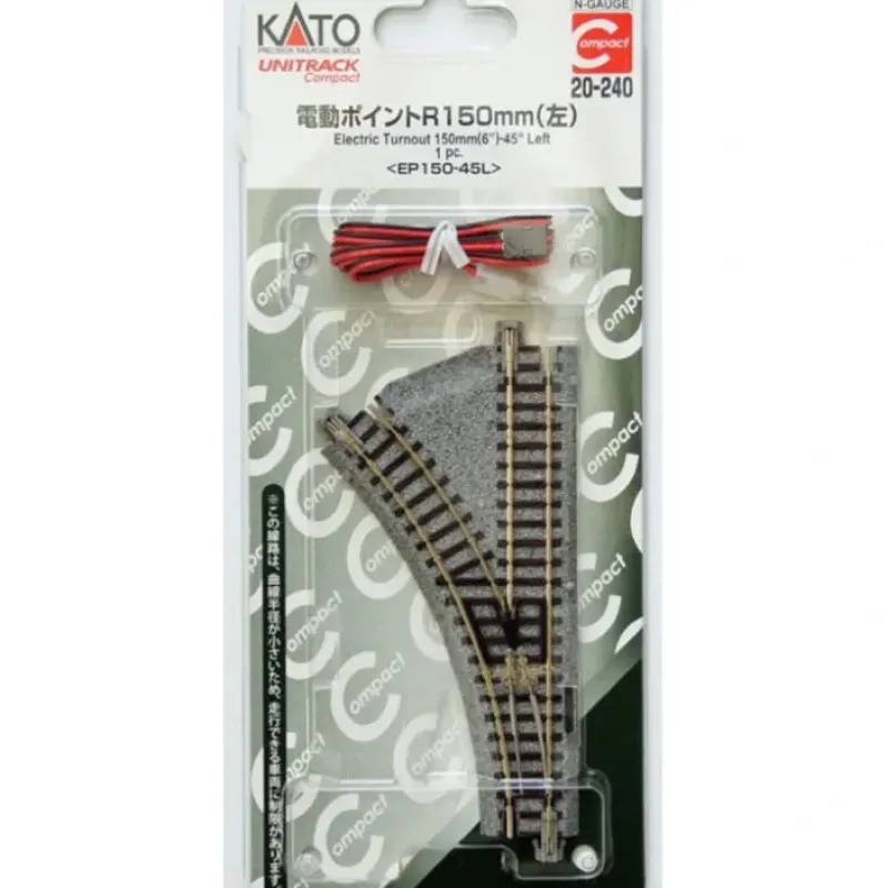 Clearance Kato 20-240 N 6" Unitrack Compact Left Hand Electric Remote Switch Turnout - Your Source for Gaming Essentials Trains