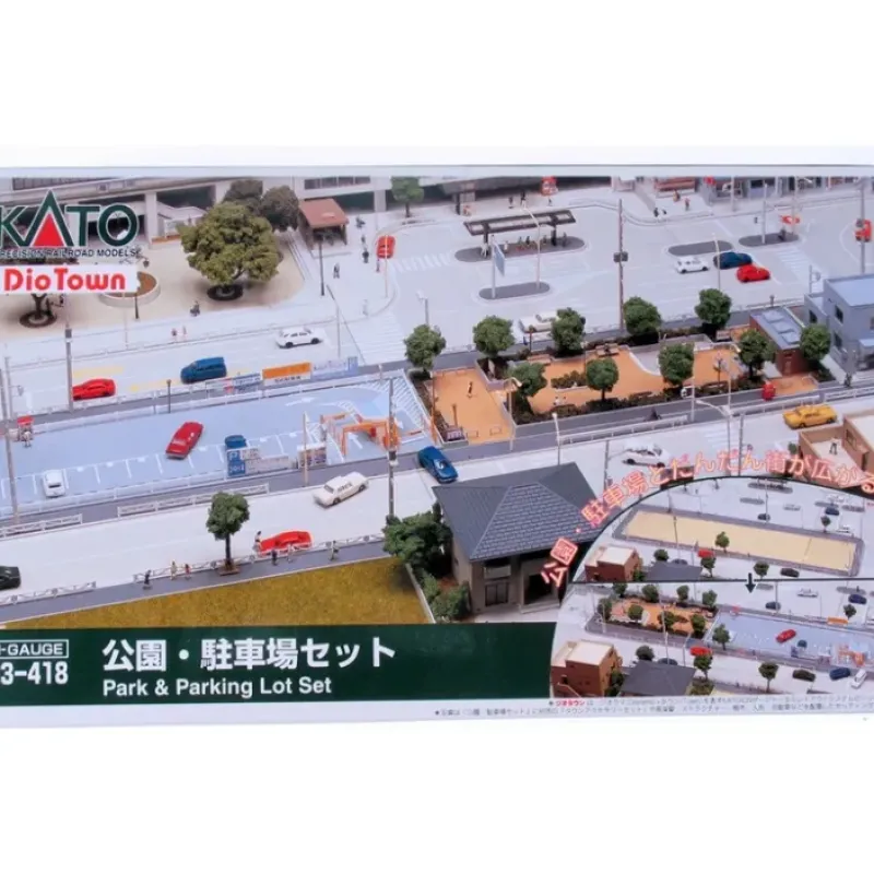 Kato 23-418 N Built-Up Park Scene & Parking Lot Set - Your Source for Gaming Essentials Trains