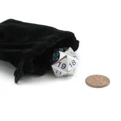 Dice>Large 22mm Zinc Metal Alloy Countdown D20 Dice w Black Bag, 1 Pc - Blue Numbers - Your Source for Gaming Essentials