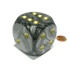 Dice>Leaf 50mm Huge Large D6 Chessex Dice, 1 Piece - Steel with Gold Pips - Your Source for Gaming Essentials