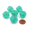 Dice>Luminary Borealis 20 Sided D20 Dice, 6 Pieces - Light Green with Gold Numbers - Your Source for Gaming Essentials
