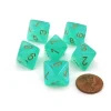 Dice>Luminary Borealis 15mm 8 Sided D8 Dice, 6 Pieces - Light Green with Gold Numbers - Your Source for Gaming Essentials