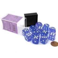 Dice>Luminary Borealis 16mm D6 Dice Block (12 Dice) - Purple with White Pips - Your Source for Gaming Essentials