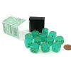 Dice>Luminary Borealis 16mm D6 Dice Block (12 Dice) - Light Green with Gold Pips - Your Source for Gaming Essentials