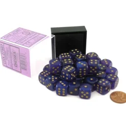 Dice>Luminary Borealis 12mm D6 Dice Block (36 Dice) - Royal Purple with Gold Pips - Your Source for Gaming Essentials