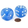 Dice>Luminary Borealis 30mm Large D6 Dice, 2 Pieces - Sky Blue with White Pips - Your Source for Gaming Essentials