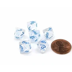 Dice>Luminary Borealis 9mm Mini 8 Sided D8 Dice, 6 Pieces - Icicle with Light Blue - Your Source for Gaming Essentials