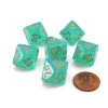 Dice>Luminary Borealis 16mm Tens D10 (00-90) Dice, 6 Pieces - Light Green with Gold - Your Source for Gaming Essentials