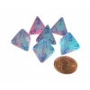 Dice>Luminary Gemini 18mm 4 Sided D4 Dice, 6 Pieces - Gel Green-Pink with Blue - Your Source for Gaming Essentials