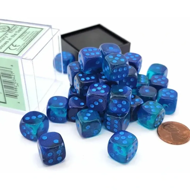 Dice>Luminary Gemini 12mm D6 Dice Block (36 Dice) - Blue-Blue with Light Blue Numbers - Your Source for Gaming Essentials