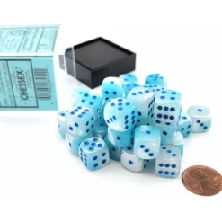 Dice>Luminary Gemini 12mm D6 Dice Block (36 Dice) - Pearl Turquoise-White with Blue - Your Source for Gaming Essentials