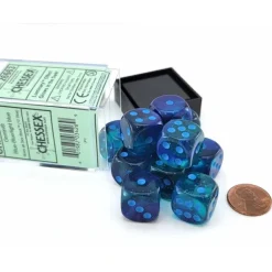 Dice>Luminary Gemini 16mm D6 Dice Block (12 Dice) - Blue-Blue with Light Blue Numbers - Your Source for Gaming Essentials