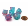 Dice>Luminary Gemini 16mm Tens D10 Dice, 6 Pieces - Gel Green-Pink with Blue - Your Source for Gaming Essentials