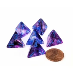 Dice>Luminary Nebula 18mm D4 Chessex Dice, 6 Pieces - Nocturnal with Blue Numbers - Your Source for Gaming Essentials
