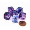 Dice>Luminary Nebula 15mm D6 Chessex Dice, 6 Pieces - Nocturnal with Blue Numbers - Your Source for Gaming Essentials