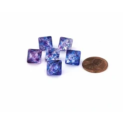 Dice>Luminary Nebula 9mm Mini 8 Sided D8 Dice, 6 Pieces - Nocturnal with Blue Numbers - Your Source for Gaming Essentials