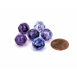 Dice>Luminary Nebula 12mm Mini 12 Sided D12 Dice, 6 Pieces - Nocturnal with Blue - Your Source for Gaming Essentials
