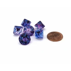 Dice>Luminary Nebula 10mm Mini Tens D10 Dice, 6 Pieces - Nocturnal with Blue Numbers - Your Source for Gaming Essentials