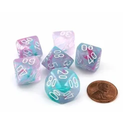 Dice>Luminary Nebula 16mm Tens D10 Percentile Dice, 6 Pieces - Wisteria with White - Your Source for Gaming Essentials