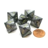 Dice>Lustrous 15mm 8 Sided D8 Chessex Dice, 6 Pieces - Black with Gold - Your Source for Gaming Essentials