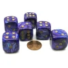 Dice>Lustrous 20mm Big D6 Chessex Dice, 6 Pieces - Purple with Gold Pips - Your Source for Gaming Essentials