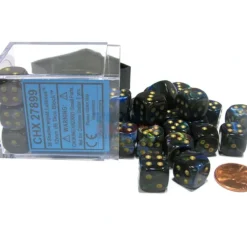 Dice>Lustrous 12mm D6 Chessex Dice Block (36 Dice) - Shadow with Gold Pips - Your Source for Gaming Essentials