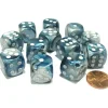 Dice>Lustrous 16mm D6 Chessex Dice Block (12 Dice) - Slate with White Pips - Your Source for Gaming Essentials