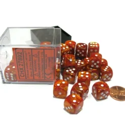 Dice>Lustrous 12mm D6 Chessex Dice Block (36 Dice) - Bronze with White Pips - Your Source for Gaming Essentials