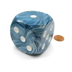Dice>Lustrous 50mm Huge Large D6 Chessex Dice, 1 Piece - Slate with White Pips - Your Source for Gaming Essentials
