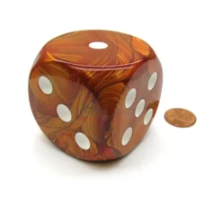 Dice>Lustrous 50mm Huge Large D6 Chessex Dice, 1 Piece - Bronze with White Pips - Your Source for Gaming Essentials