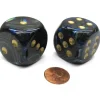Dice>Lustrous 30mm Large D6 Chessex Dice, 2 Pieces - Shadow with Gold Pips - Your Source for Gaming Essentials