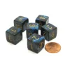Dice>Lustrous 15mm 6-Sided D6 Numbered Chessex Dice, 6 Pieces - Shadow with Gold - Your Source for Gaming Essentials