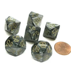 Dice>Lustrous 16mm Tens D10 (00-90) Chessex Dice, 6 Pieces - Black with Gold Numbers - Your Source for Gaming Essentials